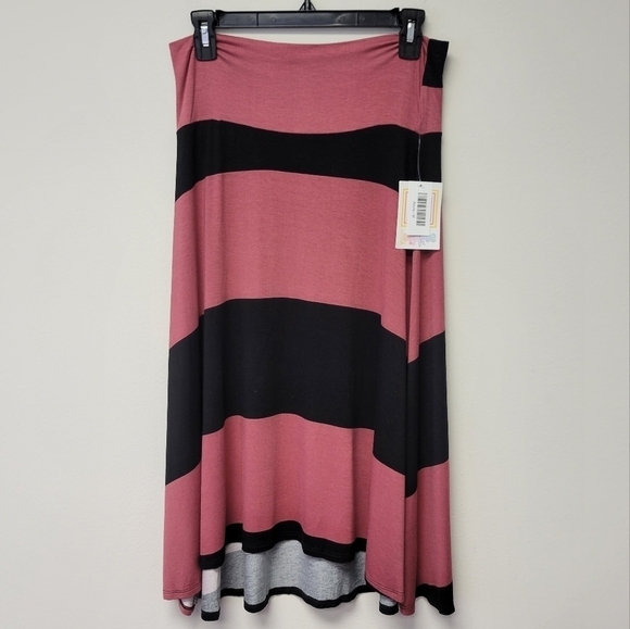 Lularoe Azure stripe A-line Skirt pink black M - Picture 1 of 7